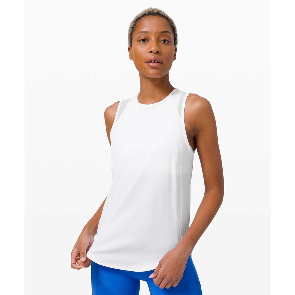 Lululemon Women's White Sculpt Mesh Back Relqxed Fit Tank Sz 12